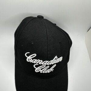 Canadian Club Whiskey Hat Cap Black White Embroidered CC Adjustable Strap